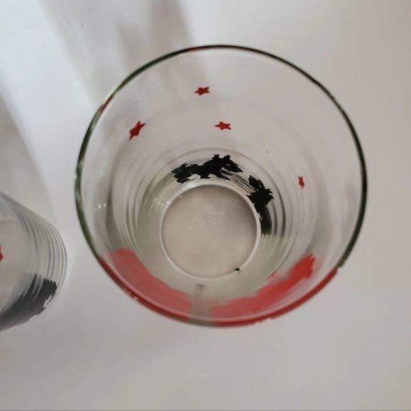 Scottie dog juice glasses Scottish terrier vintage water glasses set of two - Picture 3 of 4